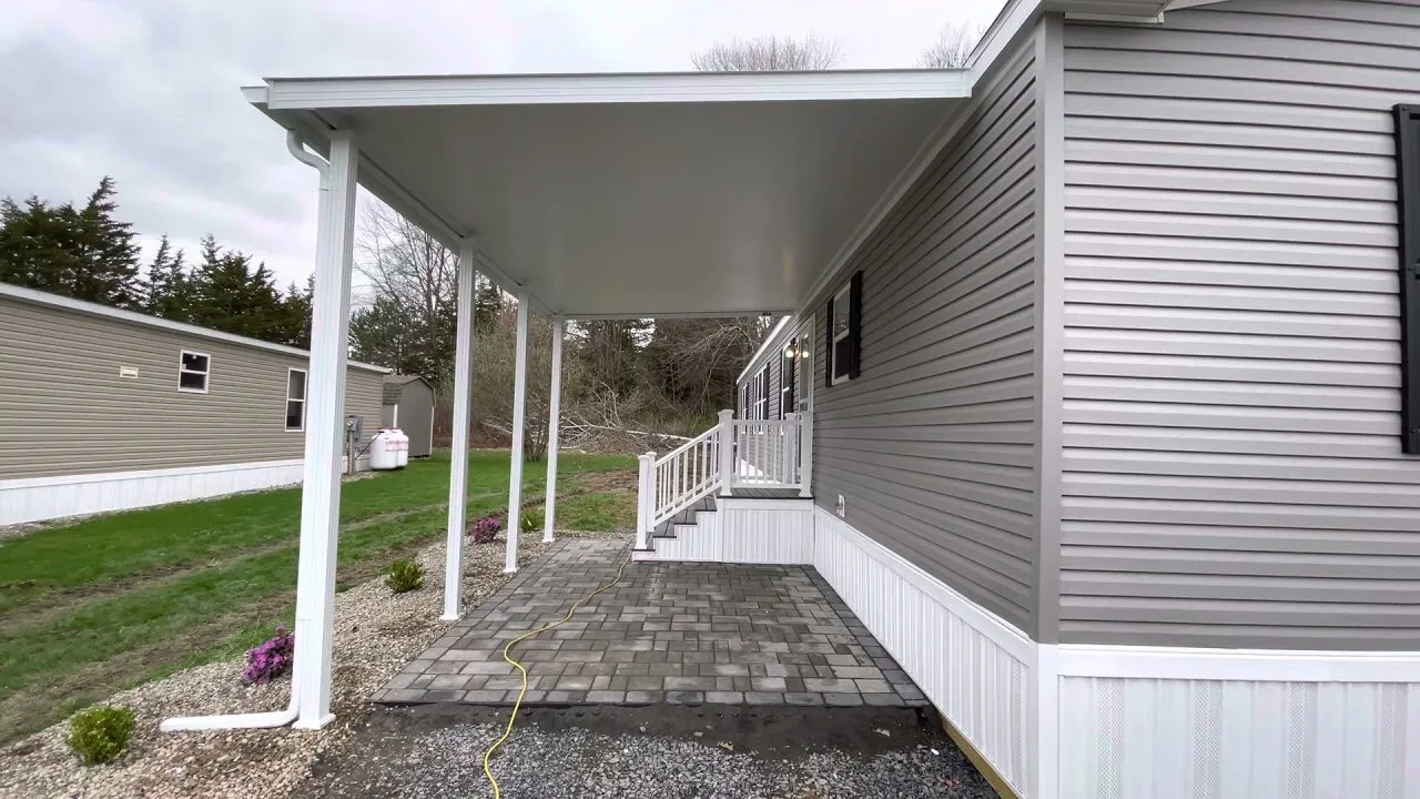 Carport connected to a mobile home